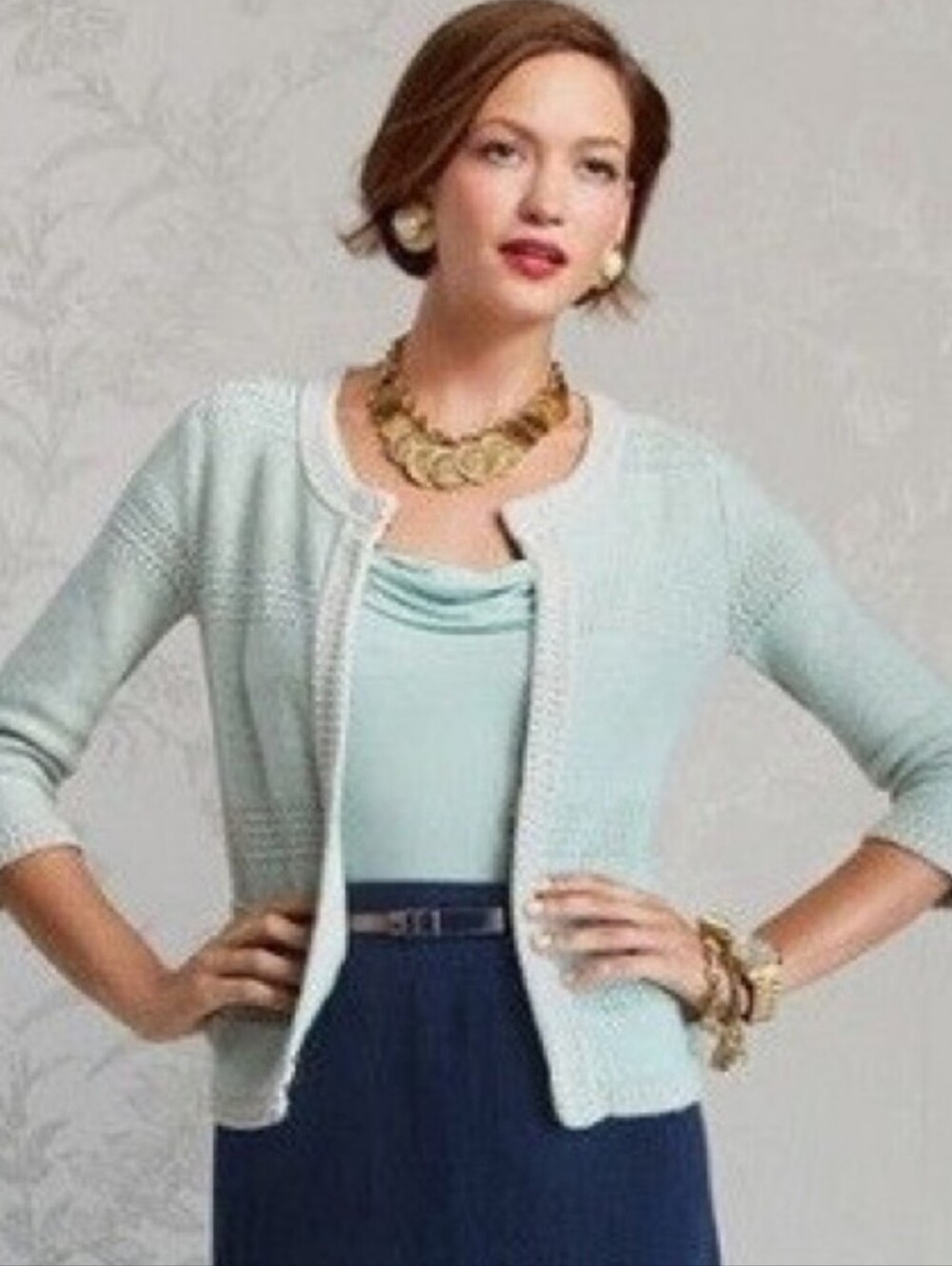 ā¢HOLD FOR KRISTIN⢠Society Sweater #203 Cardigan Boxy Style Hook/Eye Sz LG EUC - Picture 12 of 12
